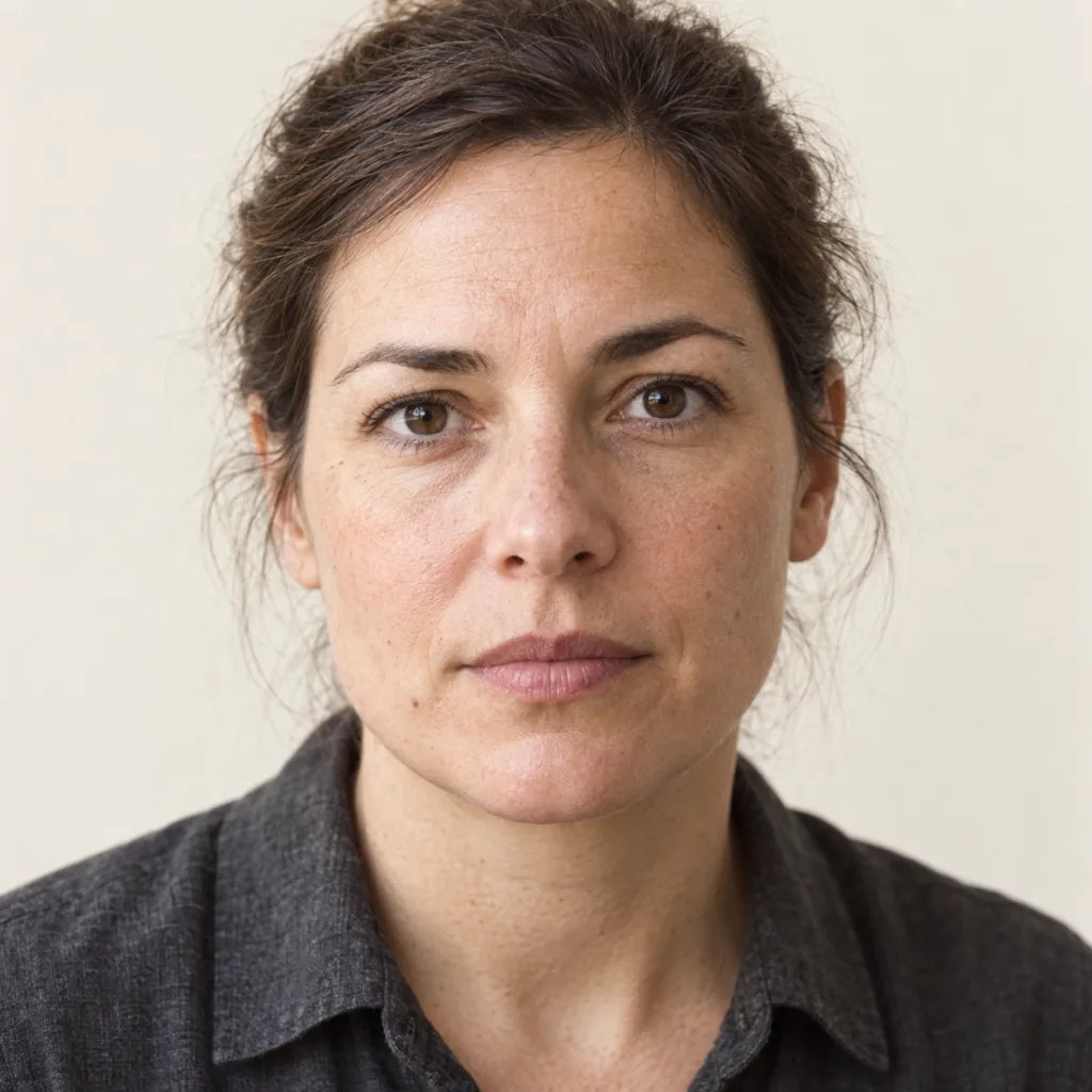 Portrait de Maylis Trarieux, de face, sur fond clair