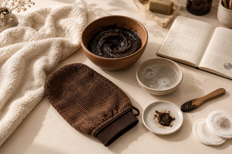 Gommage au savon noir : ce que retire le gant kassa