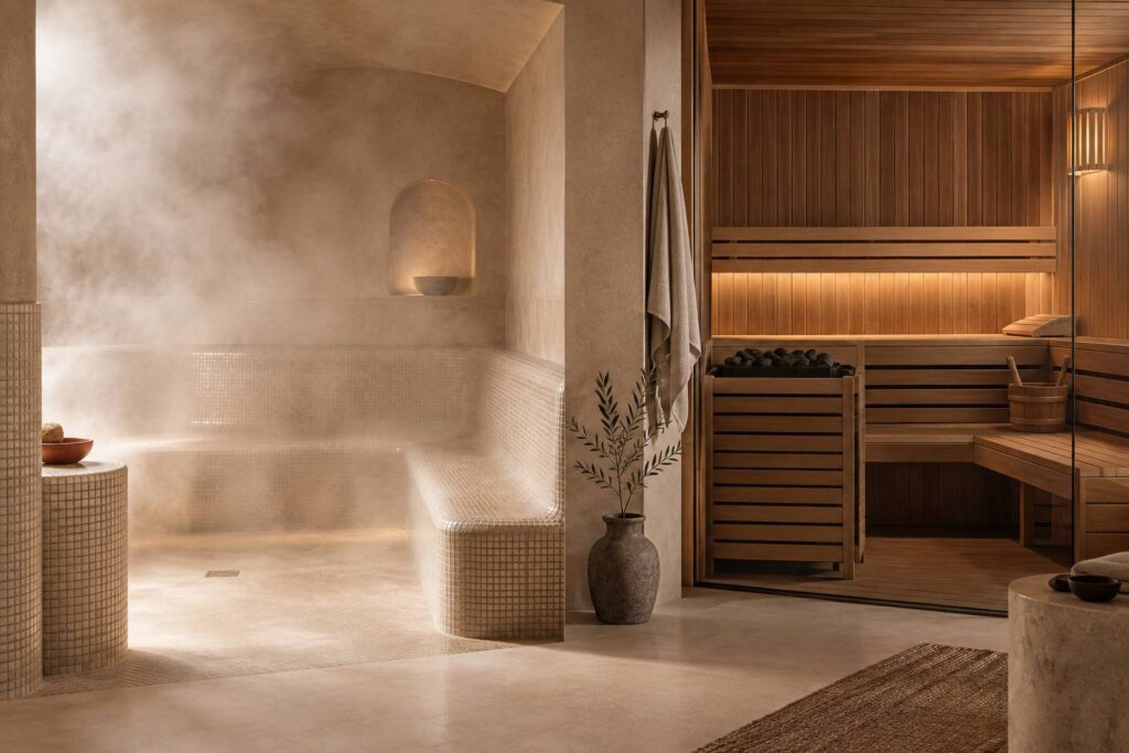Illustration éditoriale du sujet : Hammam ou sauna : deux chaleurs, deux protocoles