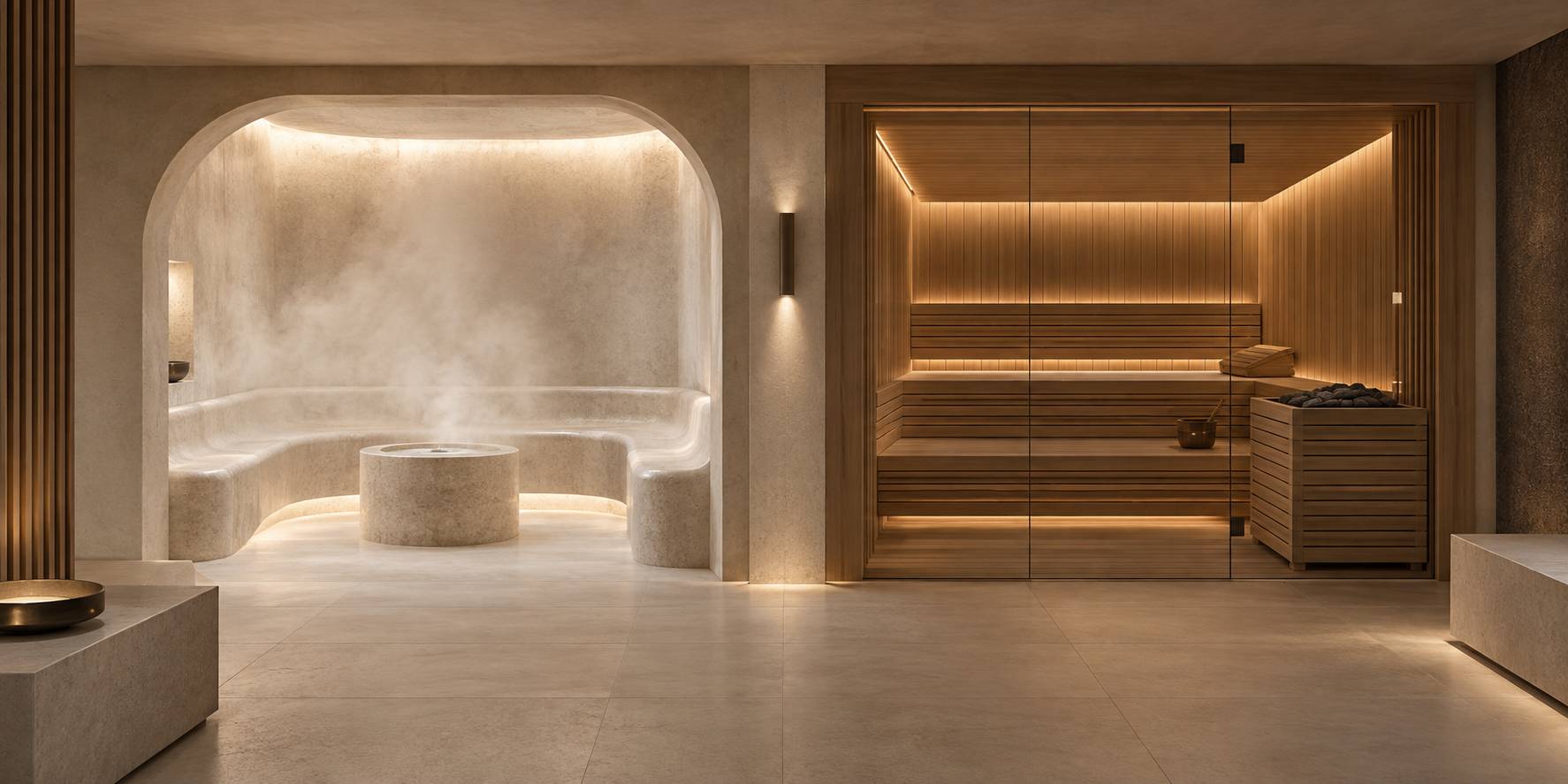 Illustration éditoriale du sujet : Hammam ou sauna : deux chaleurs, deux protocoles