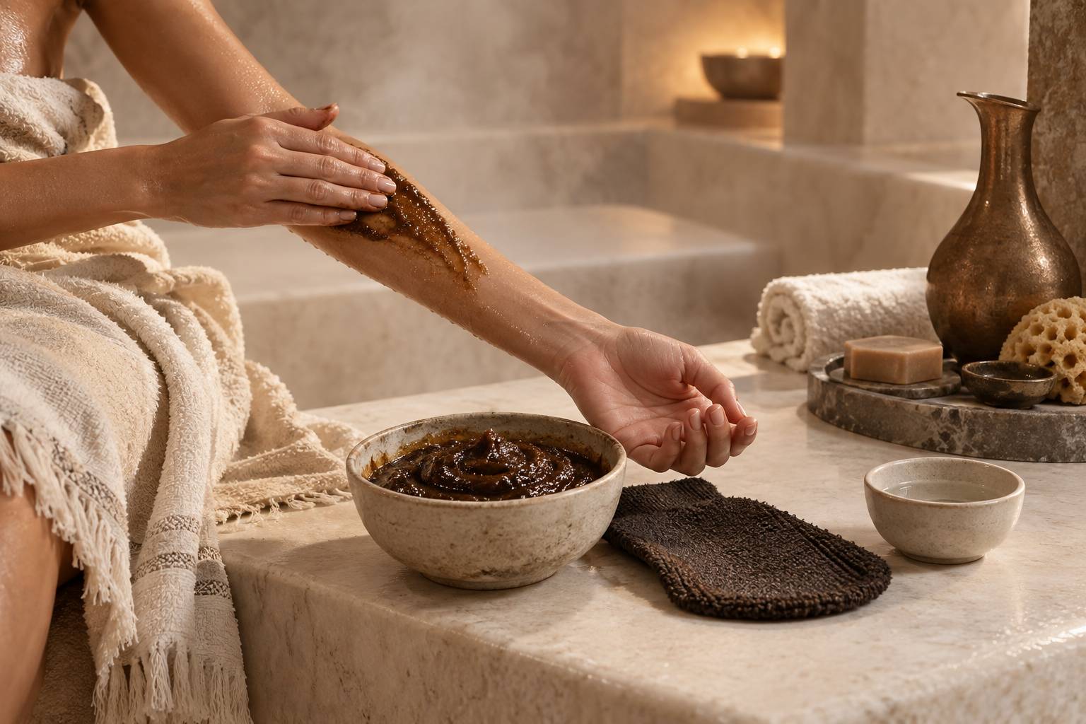Illustration éditoriale du sujet : Savon noir en cabine : à quel moment il est appliqué